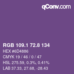 カラーコード: RGB 109.1 72.8 134 | qconv.com