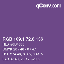 カラーコード: RGB 109.1 72.8 136 | qconv.com