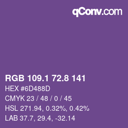カラーコード: RGB 109.1 72.8 141 | qconv.com