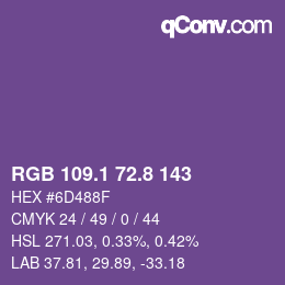 カラーコード: RGB 109.1 72.8 143 | qconv.com