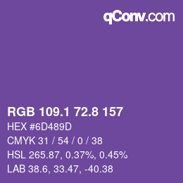 カラーコード: RGB 109.1 72.8 157 | qconv.com