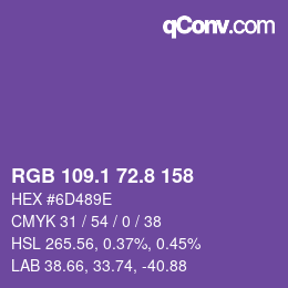 カラーコード: RGB 109.1 72.8 158 | qconv.com