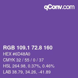 カラーコード: RGB 109.1 72.8 160 | qconv.com