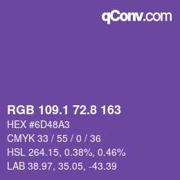 カラーコード: RGB 109.1 72.8 163 | qconv.com
