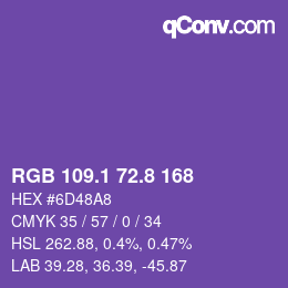 カラーコード: RGB 109.1 72.8 168 | qconv.com