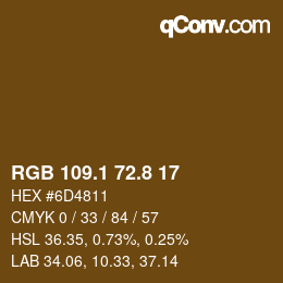 Color code: RGB 109.1 72.8 17 | qconv.com