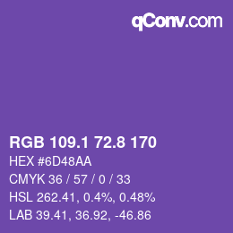 カラーコード: RGB 109.1 72.8 170 | qconv.com