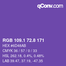 カラーコード: RGB 109.1 72.8 171 | qconv.com