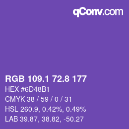 カラーコード: RGB 109.1 72.8 177 | qconv.com