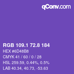 カラーコード: RGB 109.1 72.8 184 | qconv.com
