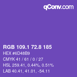 カラーコード: RGB 109.1 72.8 185 | qconv.com