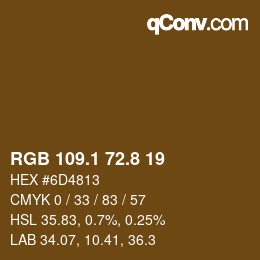 Color code: RGB 109.1 72.8 19 | qconv.com