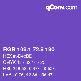 カラーコード: RGB 109.1 72.8 190 | qconv.com