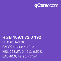 カラーコード: RGB 109.1 72.8 192 | qconv.com