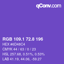 カラーコード: RGB 109.1 72.8 196 | qconv.com