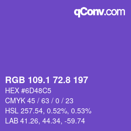 カラーコード: RGB 109.1 72.8 197 | qconv.com