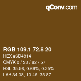 Color code: RGB 109.1 72.8 20 | qconv.com
