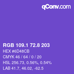 カラーコード: RGB 109.1 72.8 203 | qconv.com