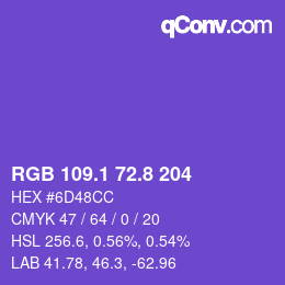 カラーコード: RGB 109.1 72.8 204 | qconv.com