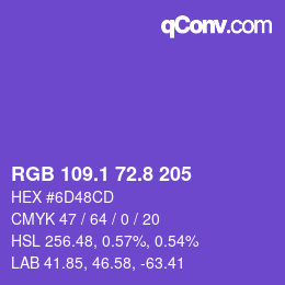 カラーコード: RGB 109.1 72.8 205 | qconv.com