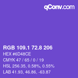 カラーコード: RGB 109.1 72.8 206 | qconv.com