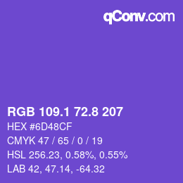 カラーコード: RGB 109.1 72.8 207 | qconv.com