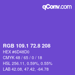 カラーコード: RGB 109.1 72.8 208 | qconv.com