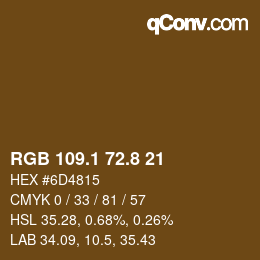 Color code: RGB 109.1 72.8 21 | qconv.com