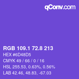 カラーコード: RGB 109.1 72.8 213 | qconv.com