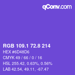 カラーコード: RGB 109.1 72.8 214 | qconv.com