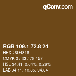Color code: RGB 109.1 72.8 24 | qconv.com