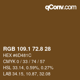 Color code: RGB 109.1 72.8 28 | qconv.com