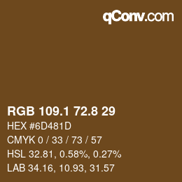 Farbcode: RGB 109.1 72.8 29 | qconv.com