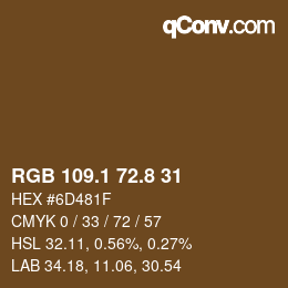 カラーコード: RGB 109.1 72.8 31 | qconv.com