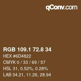 Color code: RGB 109.1 72.8 34 | qconv.com