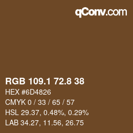 Color code: RGB 109.1 72.8 38 | qconv.com
