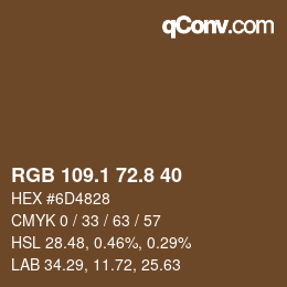 Color code: RGB 109.1 72.8 40 | qconv.com