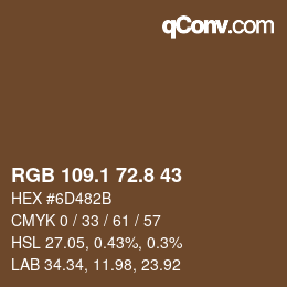 Código de color: RGB 109.1 72.8 43 | qconv.com