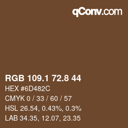Color code: RGB 109.1 72.8 44 | qconv.com