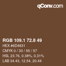Color code: RGB 109.1 72.8 49 | qconv.com