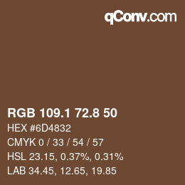 Color code: RGB 109.1 72.8 50 | qconv.com