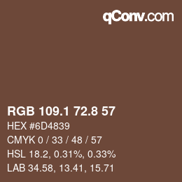 Farbcode: RGB 109.1 72.8 57 | qconv.com
