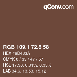 Farbcode: RGB 109.1 72.8 58 | qconv.com