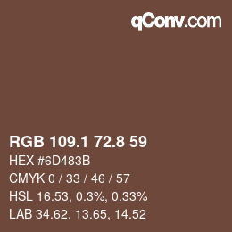 Color code: RGB 109.1 72.8 59 | qconv.com