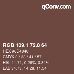 Color code: RGB 109.1 72.8 64 | qconv.com