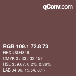 Color code: RGB 109.1 72.8 73 | qconv.com