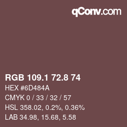 Farbcode: RGB 109.1 72.8 74 | qconv.com