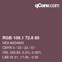 カラーコード: RGB 109.1 72.8 85 | qconv.com