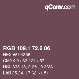 Color code: RGB 109.1 72.8 86 | qconv.com