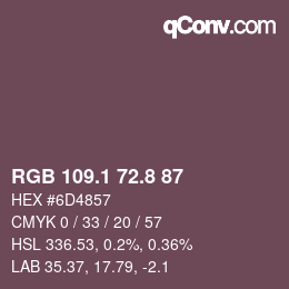 Color code: RGB 109.1 72.8 87 | qconv.com